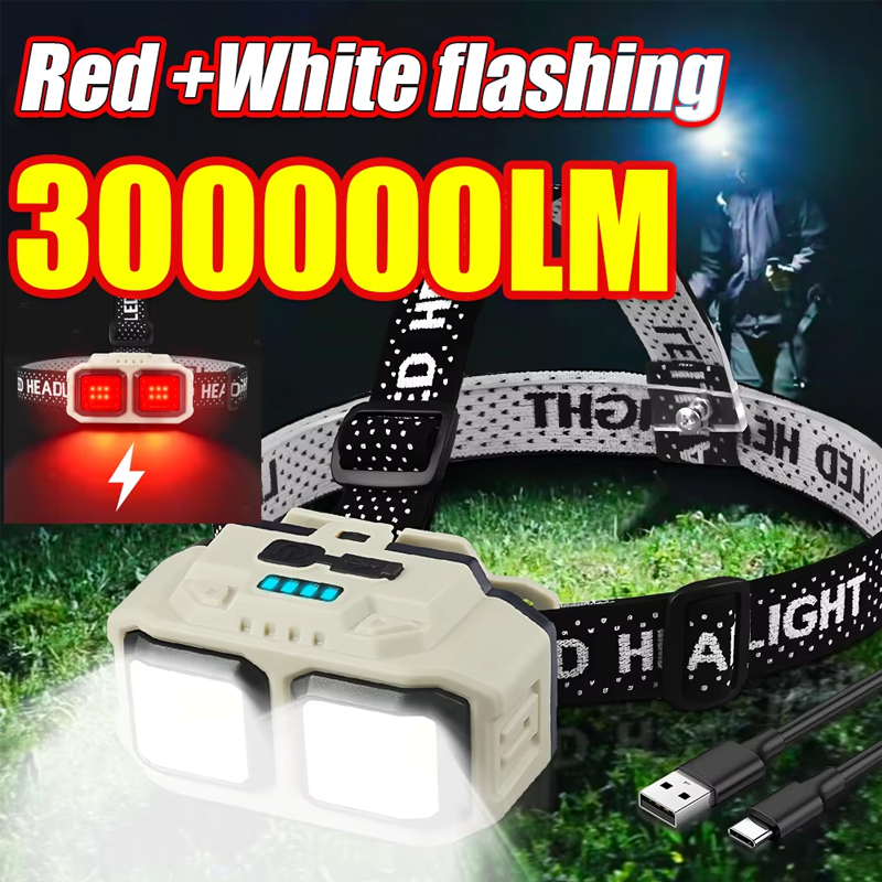 Outdoor Camping Jobs - COB LED Headlamp Rechargeable Headlight,Waterproof Work