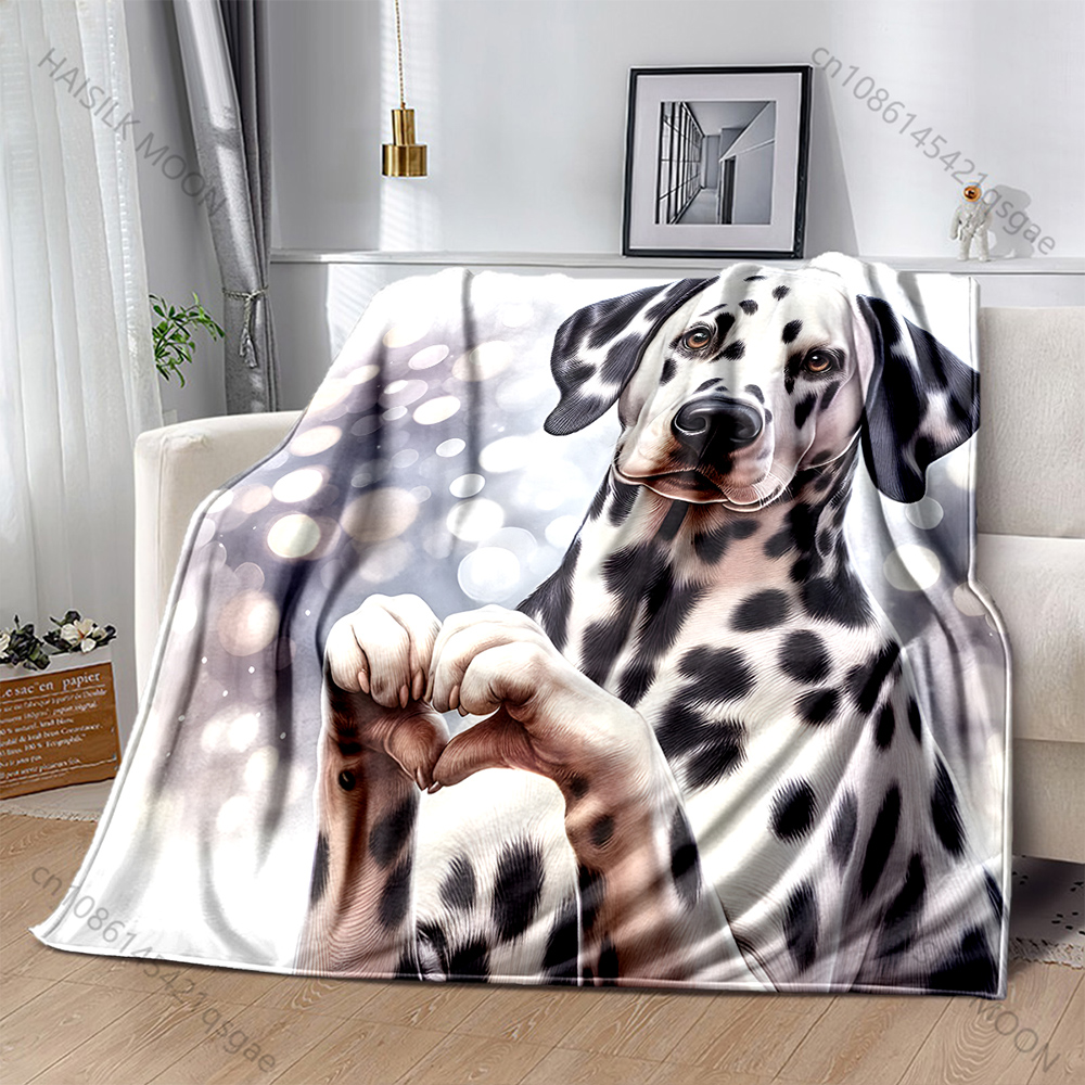 Outdoor Camping Show - Dalmatian Dog Showing Love Print Blanket