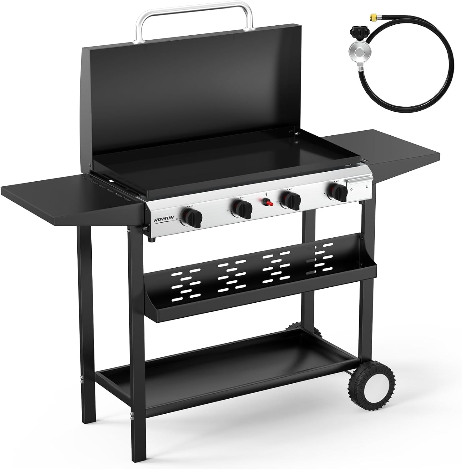 Outdoor Camping Griddle - Electronic Ignition 4-Burner Propane Griddle -