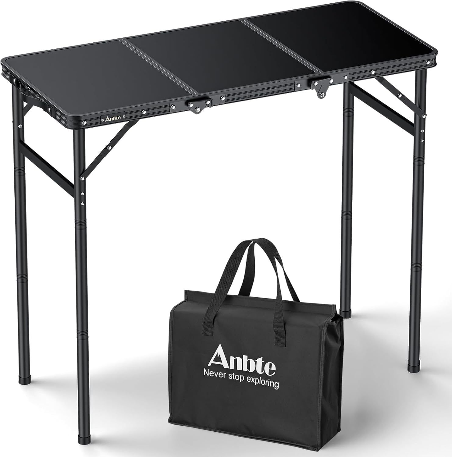 Outdoor Camping Table With Storage - 3ft Tri-fold Camping Table Max 29.5