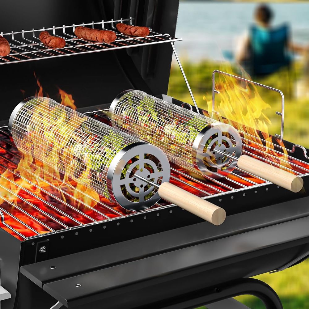 Cooking Outdoor Camping - Set of 2 Stainless Steel BBQ