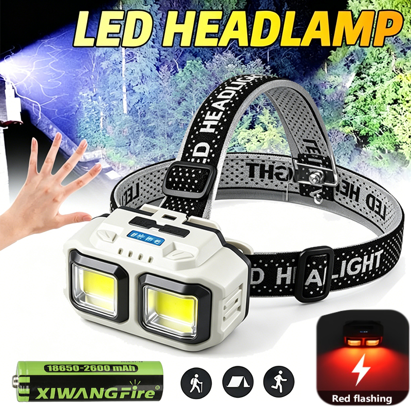 Outdoor Camping Jobs - COB LED Headlamp Rechargeable Headlight,Waterproof Work