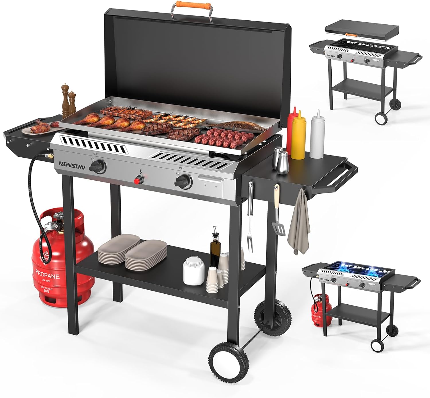 Outdoor Camping Griddle - 150,000 BTU 2-Burner Propane Gas Stove