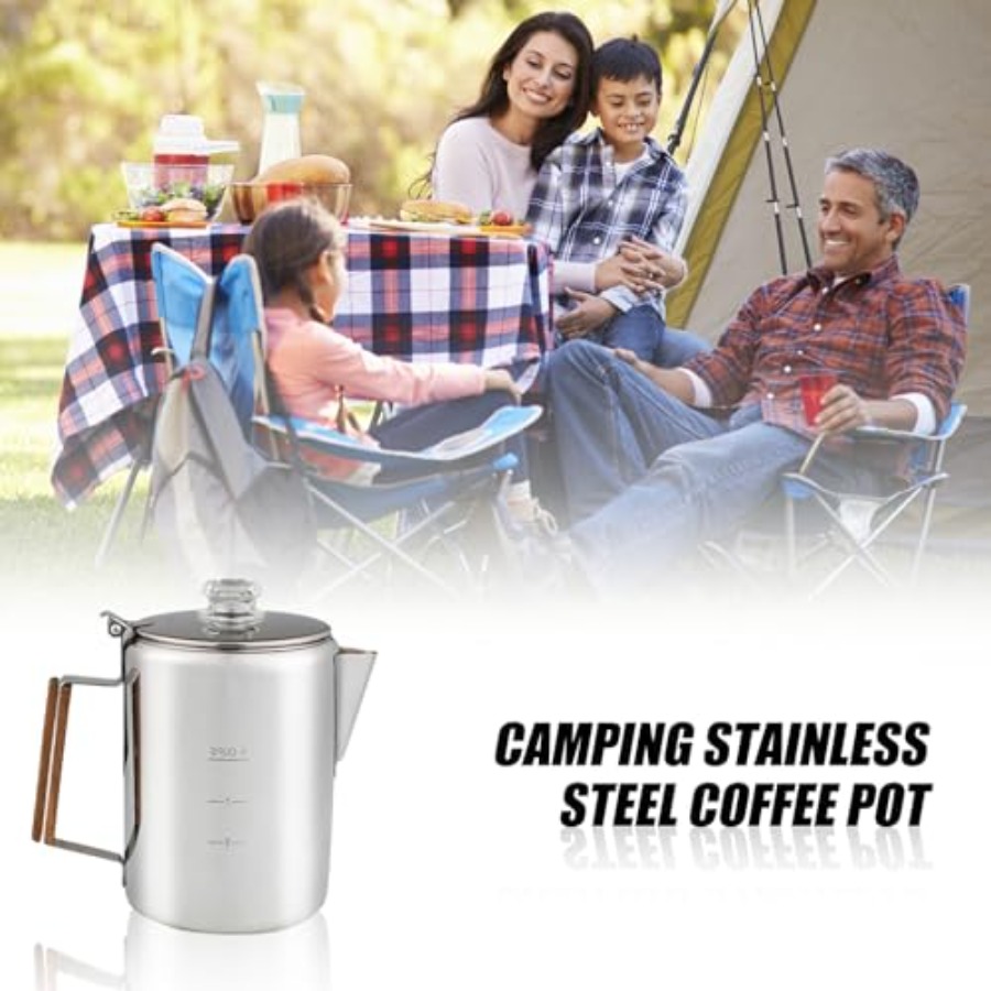 Stainless Steel Coffee Percola - مراجعة Camp Percolator Coffee وسعره