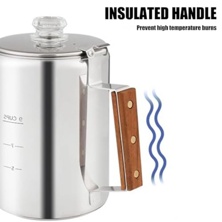 Stainless Steel Coffee Percola - مراجعة Camp Percolator Coffee وسعره