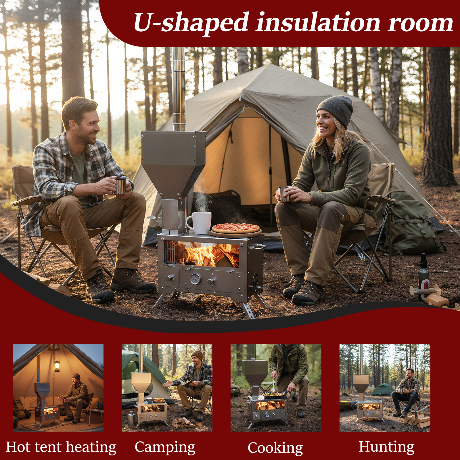 Wood Stove with Chimney Pipe P - مراجعة Cooking Outdoor Camping وسعره