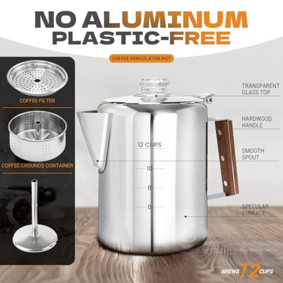 Percolator Coffee Pot Stainles - مراجعة Camp Percolator Coffee وسعره