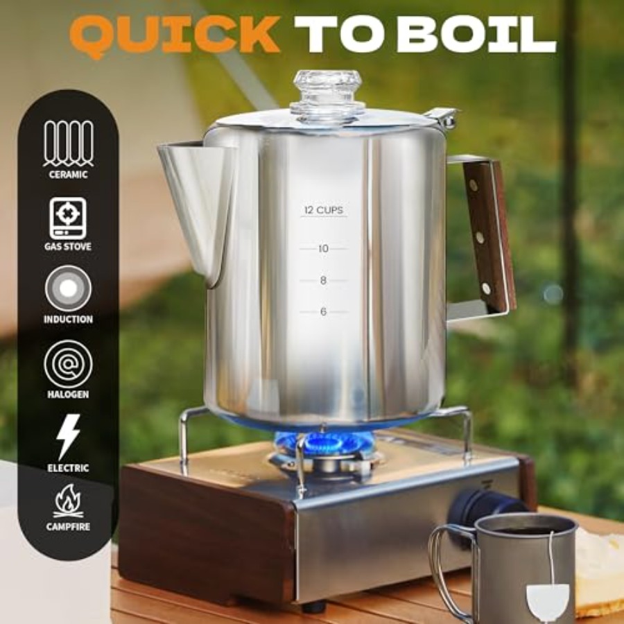 Percolator Coffee Pot Stainles - مراجعة Camp Percolator Coffee وسعره