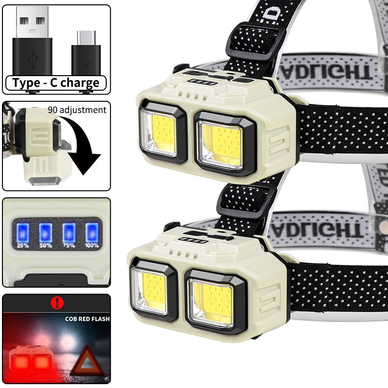 COB LED Headlamp Rechargeable  - مراجعة Outdoor Camping Jobs وسعره