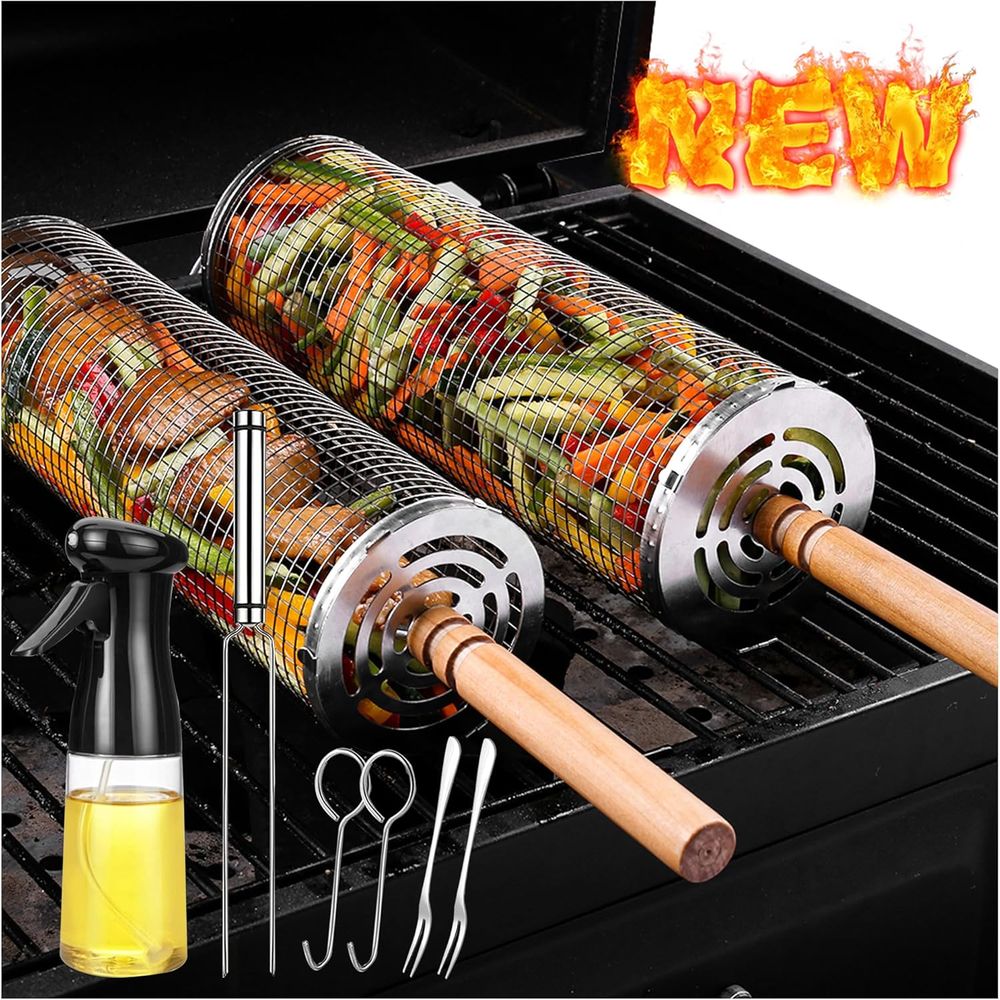 Large Round Stainless Steel Gr - مراجعة Cooking Outdoor Camping وسعره