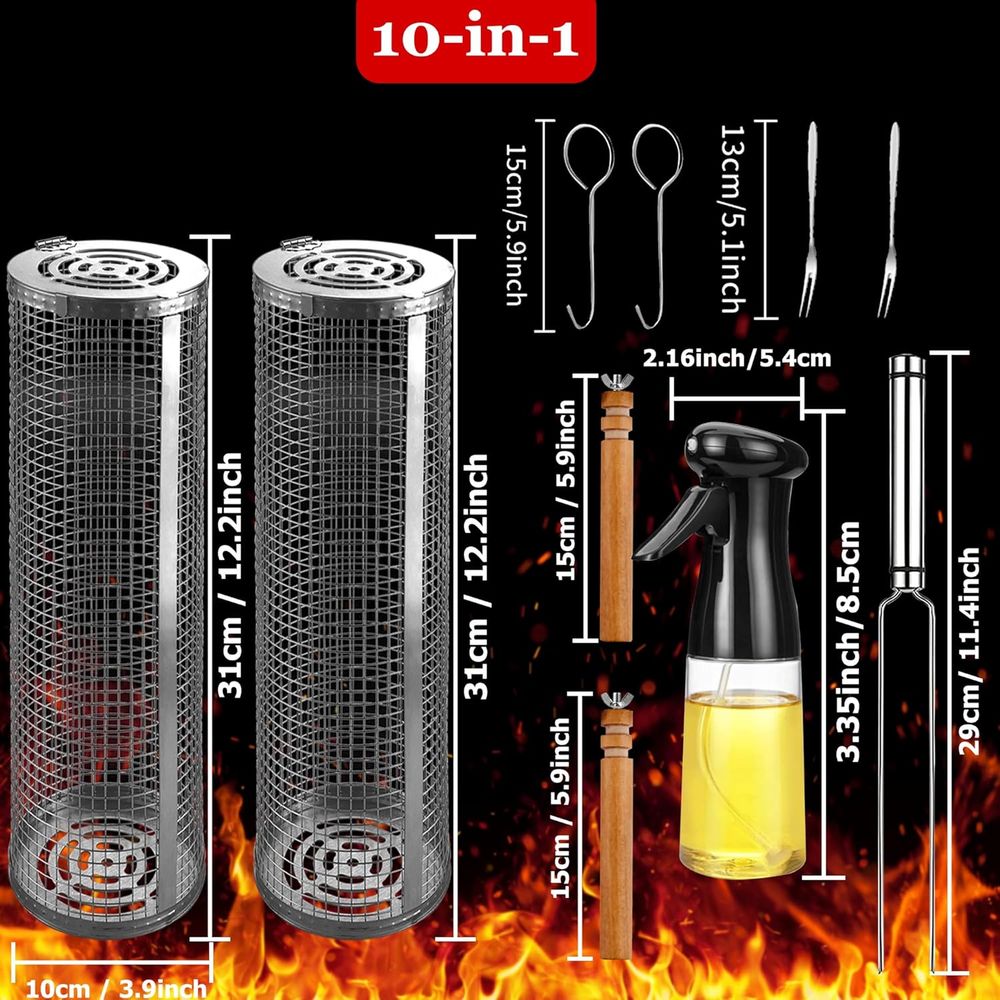Large Round Stainless Steel Gr - مراجعة Cooking Outdoor Camping وسعره