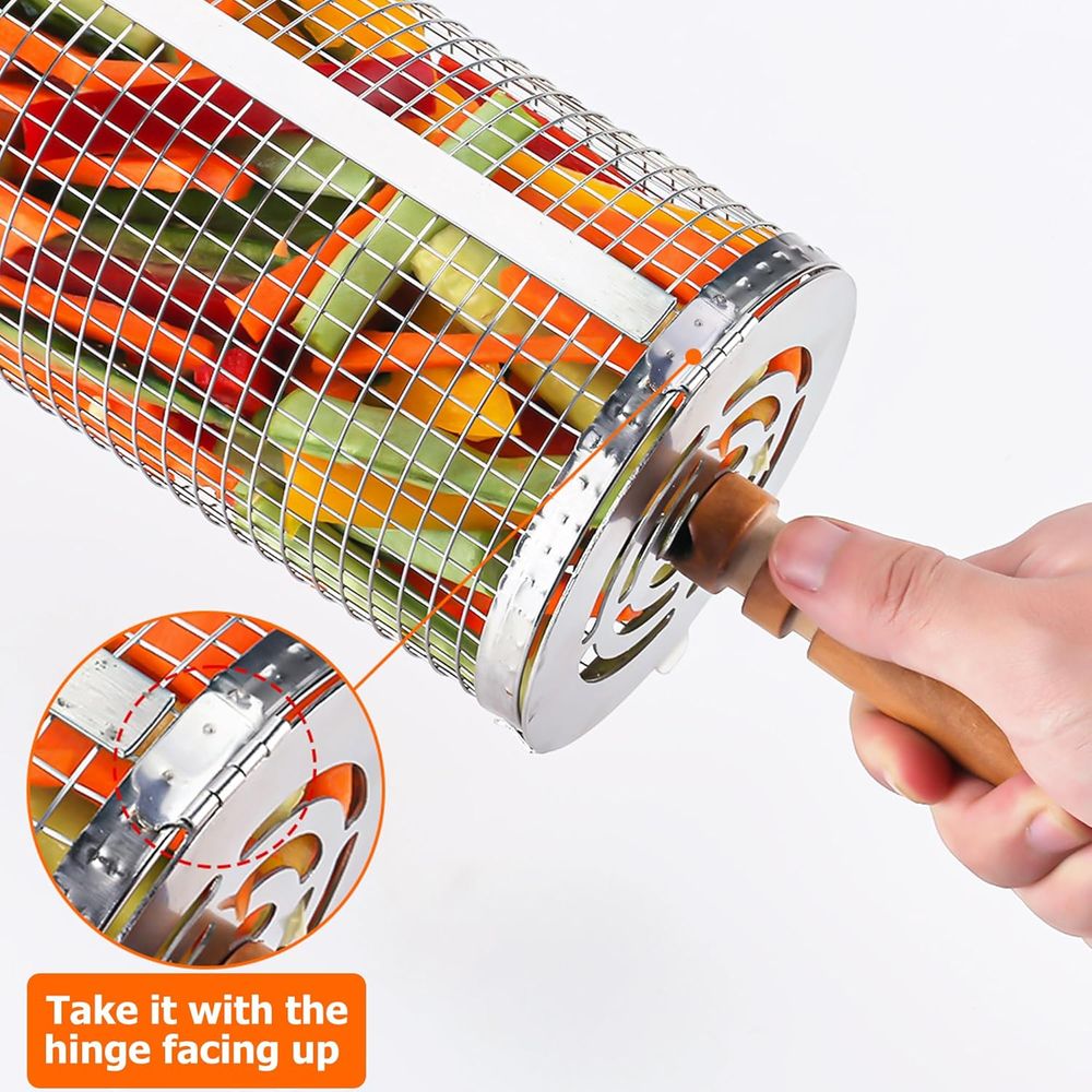 Large Round Stainless Steel Gr - مراجعة Cooking Outdoor Camping وسعره