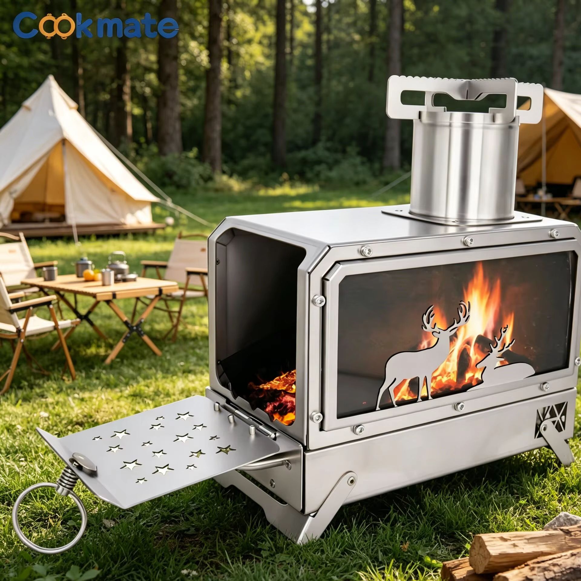 Stainless steel folding firewo - مراجعة Cooking Outdoor Camping وسعره