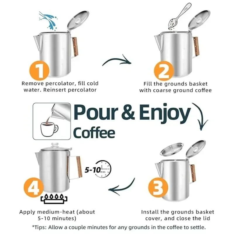 Stainless Steel Camping Coffee - مراجعة Camp Percolator Coffee وسعره