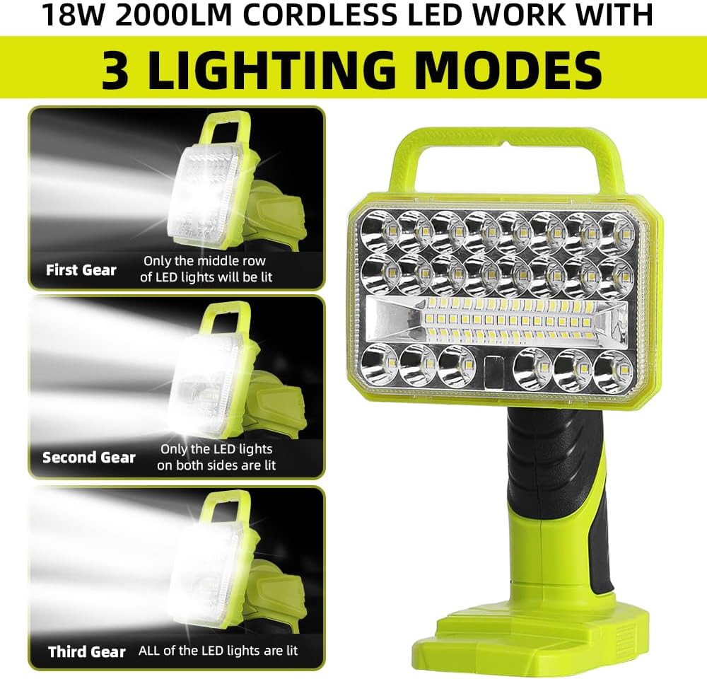 18W 2000LM Cordless LED Flashl - مراجعة Outdoor Camping Jobs وسعره