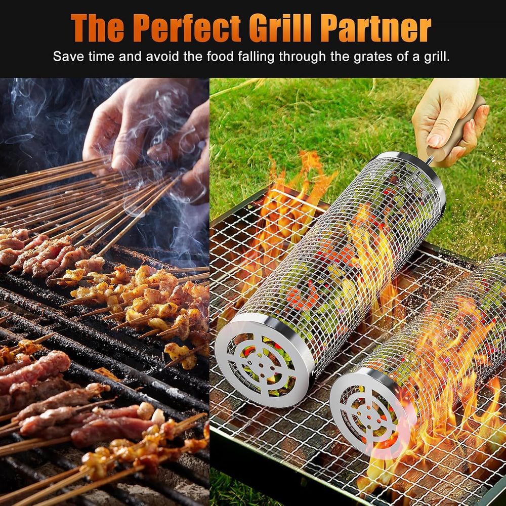 Set of 2 Stainless Steel BBQ G - مراجعة Cooking Outdoor Camping وسعره