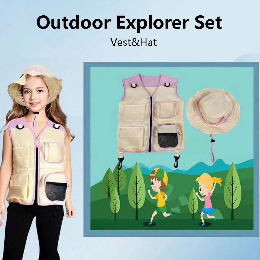 Children Explorer Vest Hat Sui - مراجعة Outdoor Camping Kids Activities وسعره