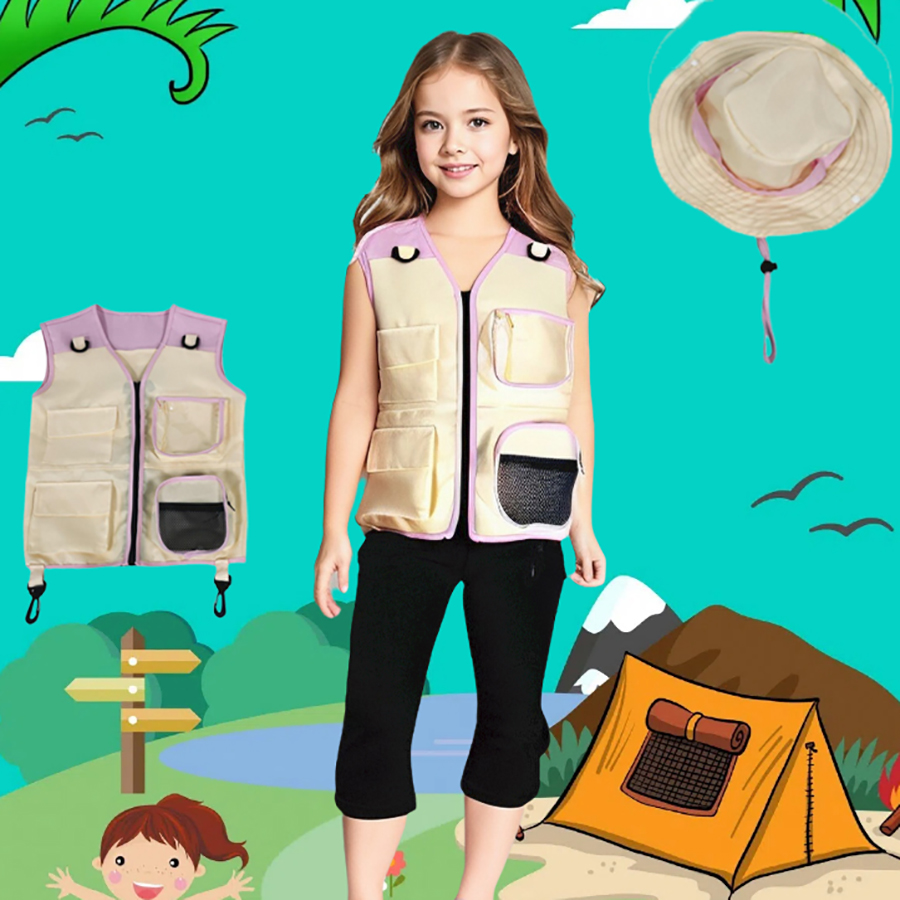 Children Explorer Vest Hat Sui - مراجعة Outdoor Camping Kids Activities وسعره