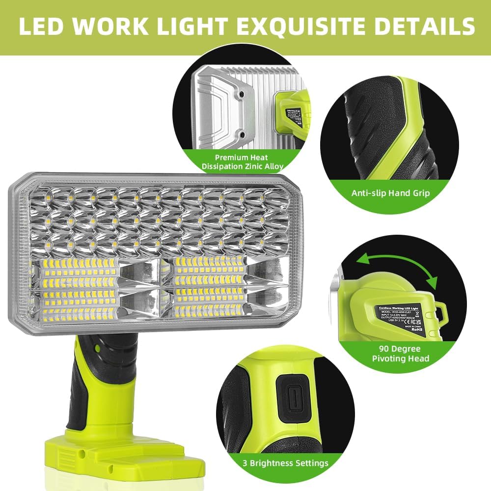 40W 4200LM Cordless LED Flashl - مراجعة Outdoor Camping Jobs وسعره