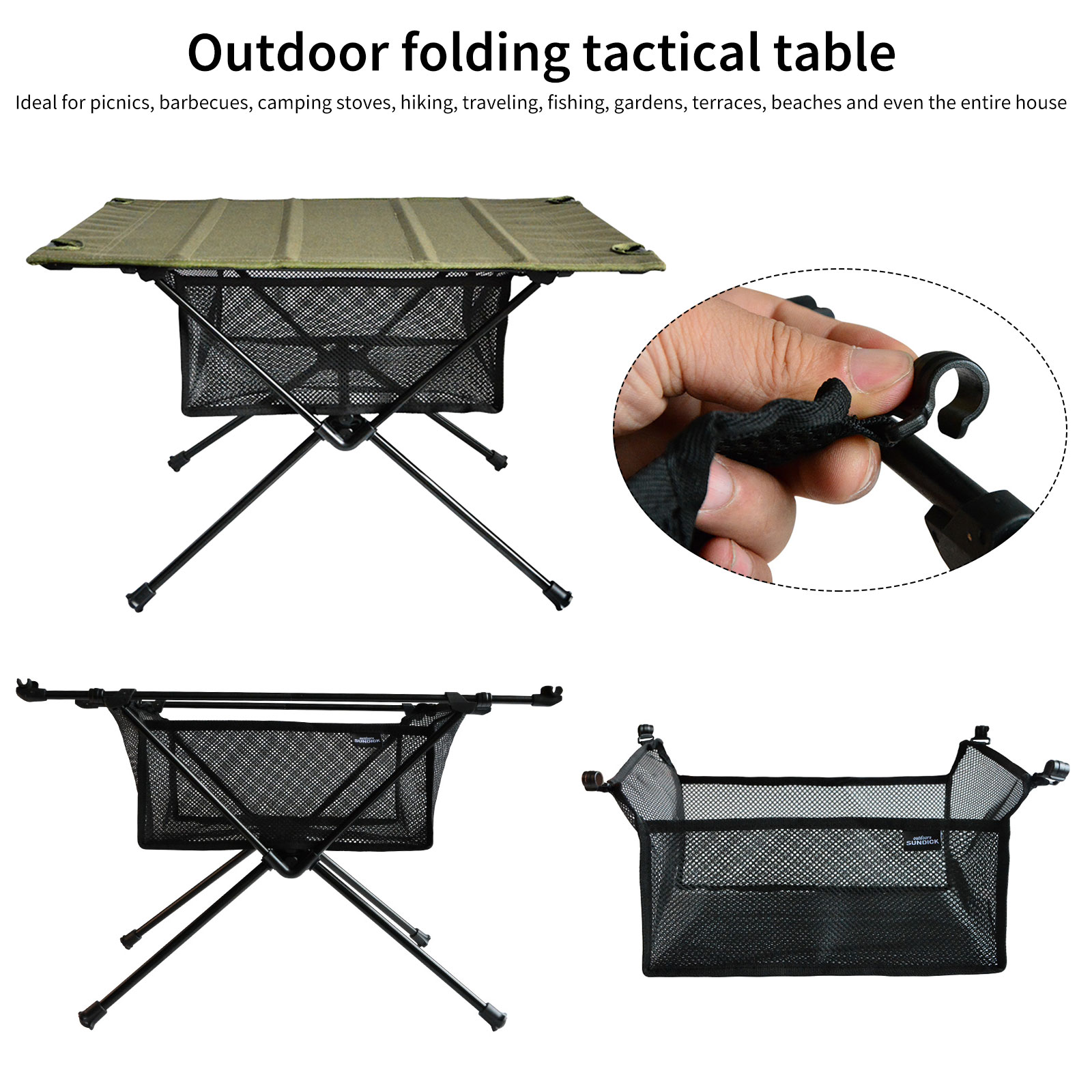 Mesh Basket Organizer Camping  - مراجعة Outdoor Camping Table With Storage وسعره