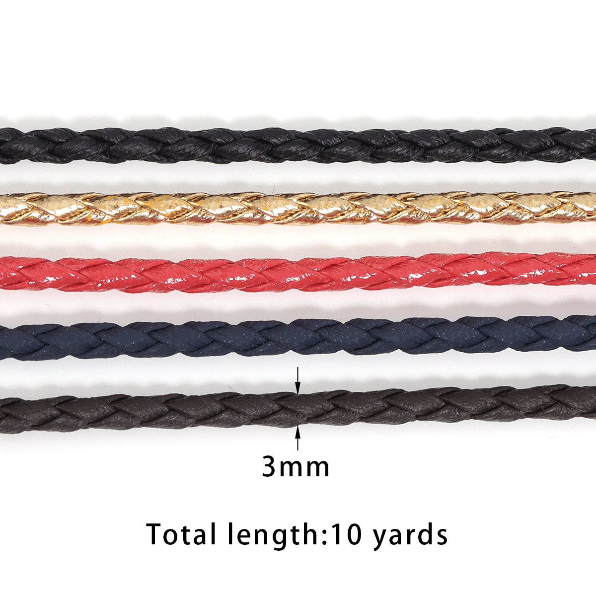 10Yards 3mm Braided Genuine Le - مراجعة Paracord Bracelet وسعره