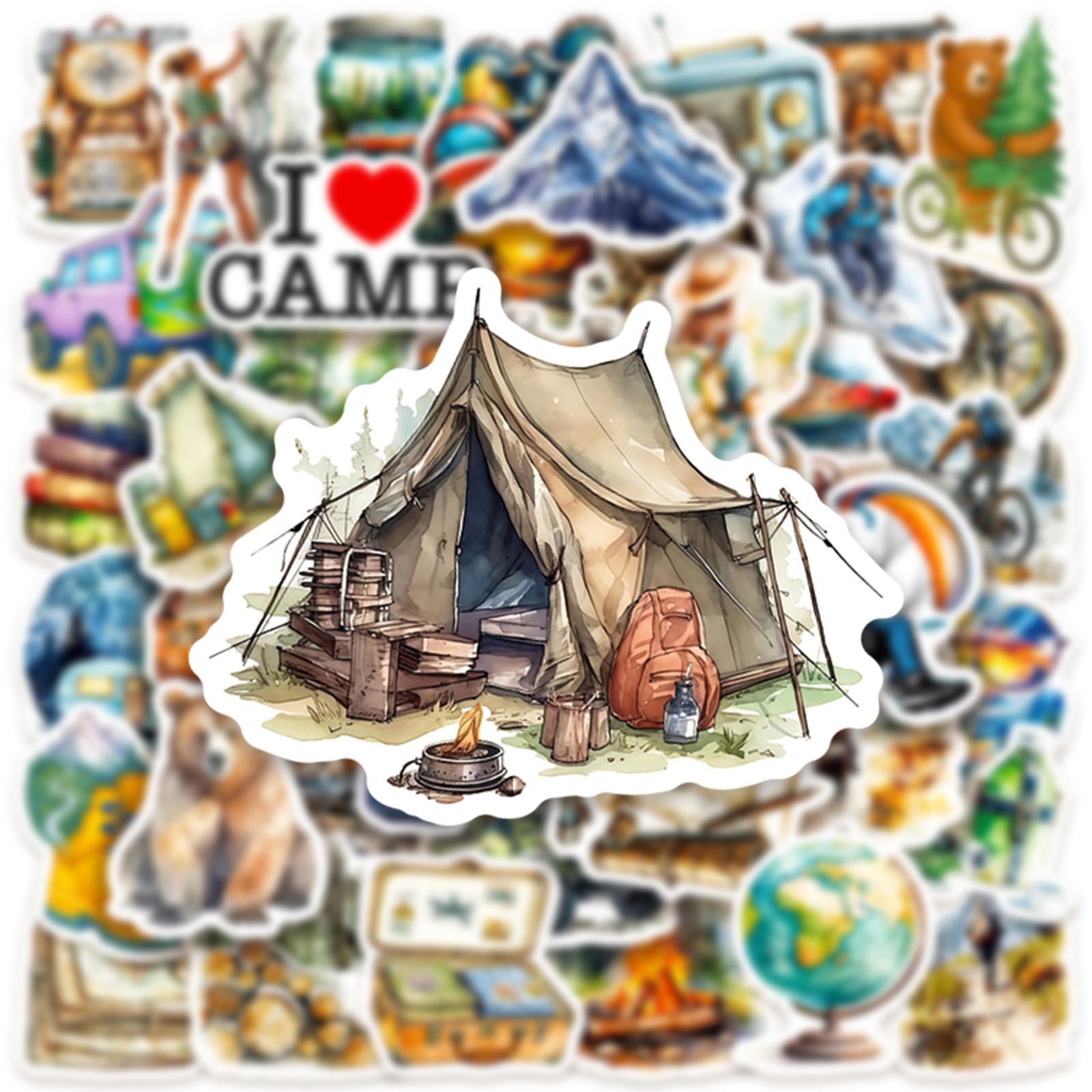 10/50PCS Travel Cartoon Sticke - مراجعة Outdoor Camping Kids Activities وسعره