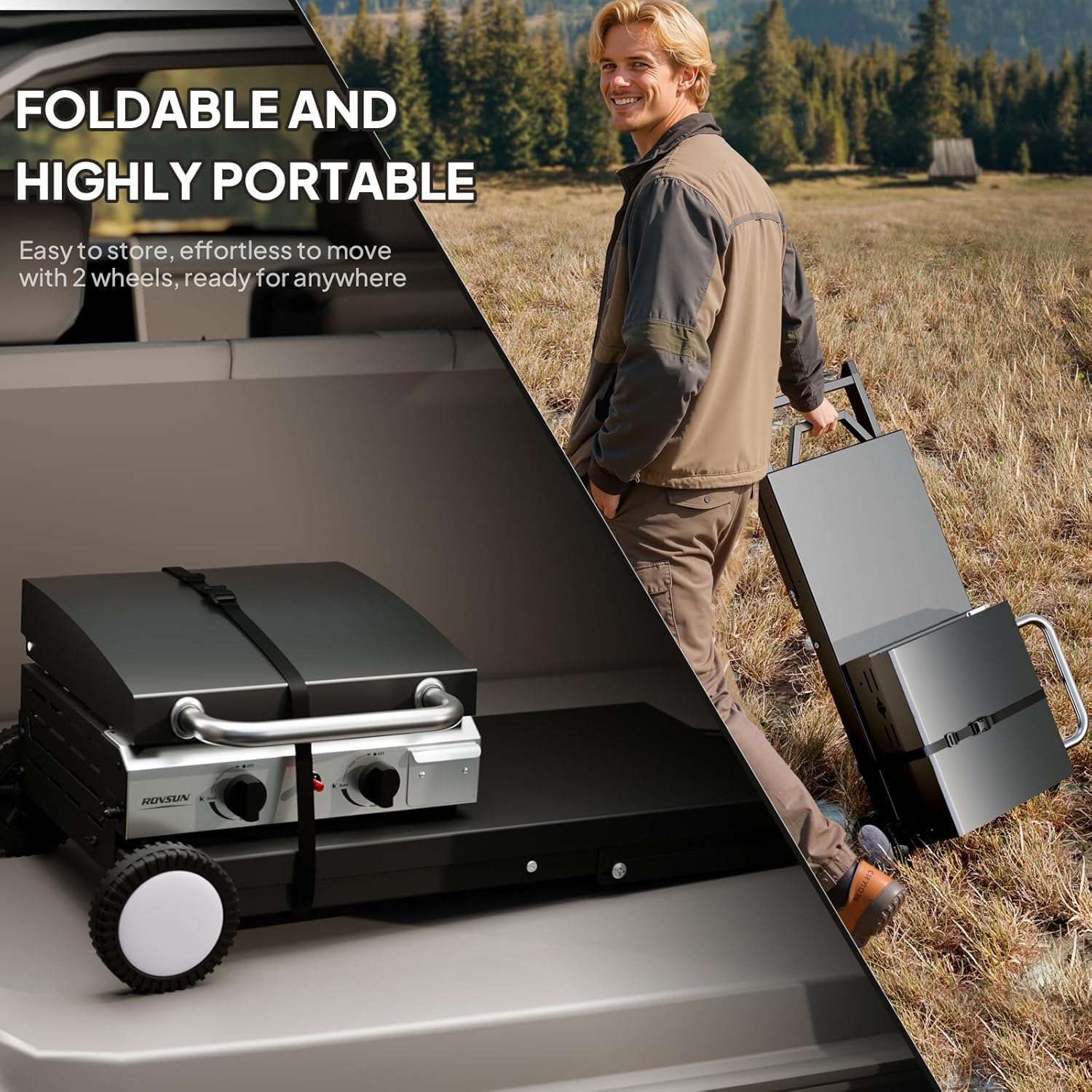 Portable Rolling Flat Top Gas  - مراجعة Outdoor Camping Griddle وسعره