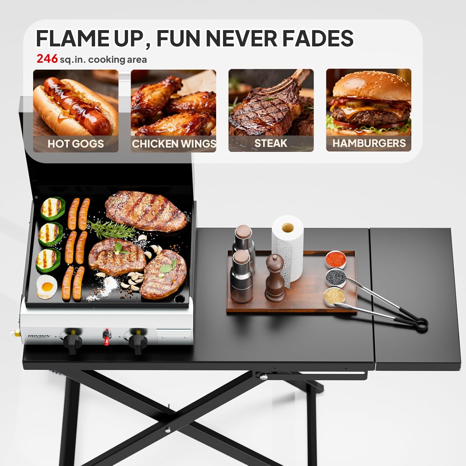Portable Rolling Flat Top Gas  - مراجعة Outdoor Camping Griddle وسعره