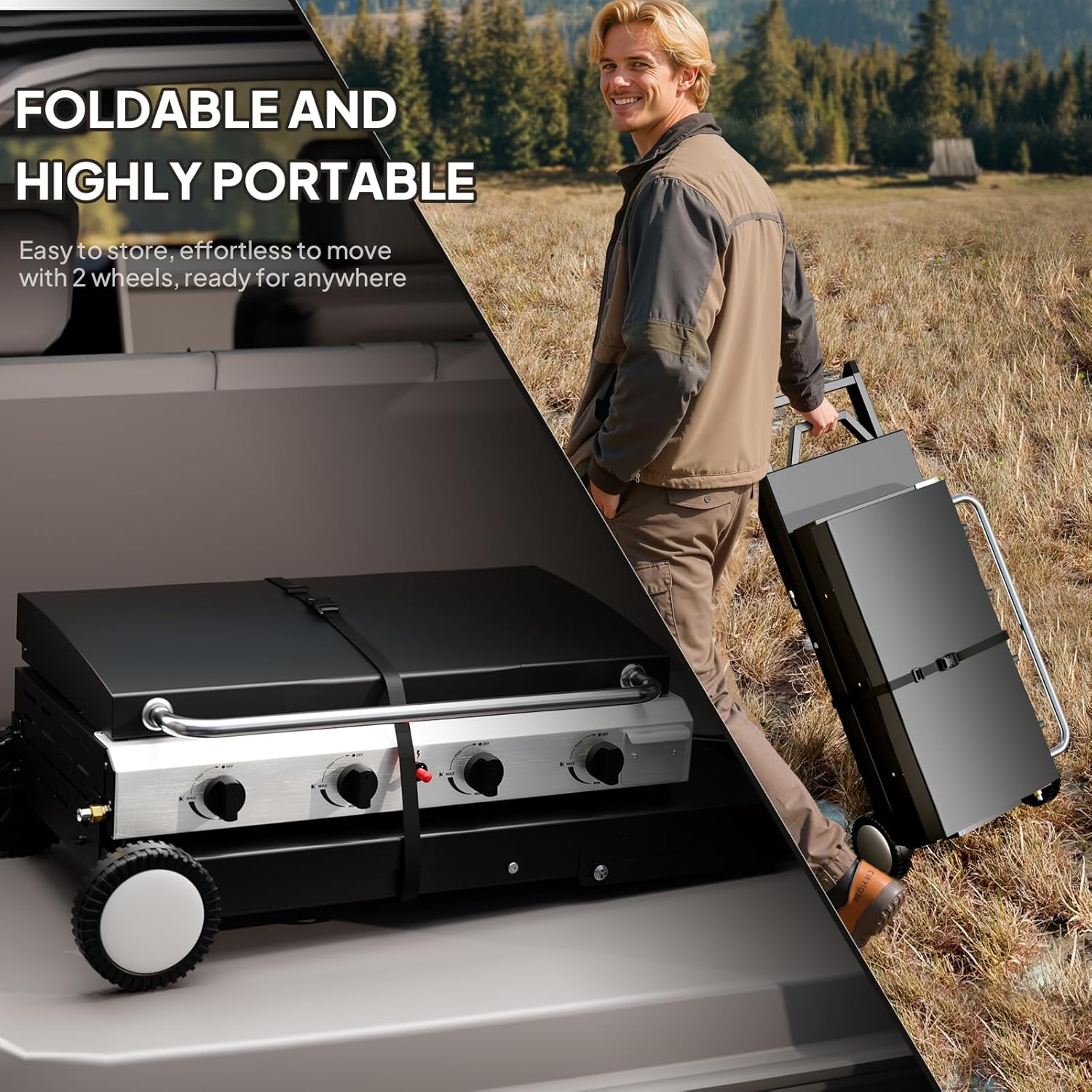 Portable Rolling Flat Top Gas  - مراجعة Outdoor Camping Griddle وسعره