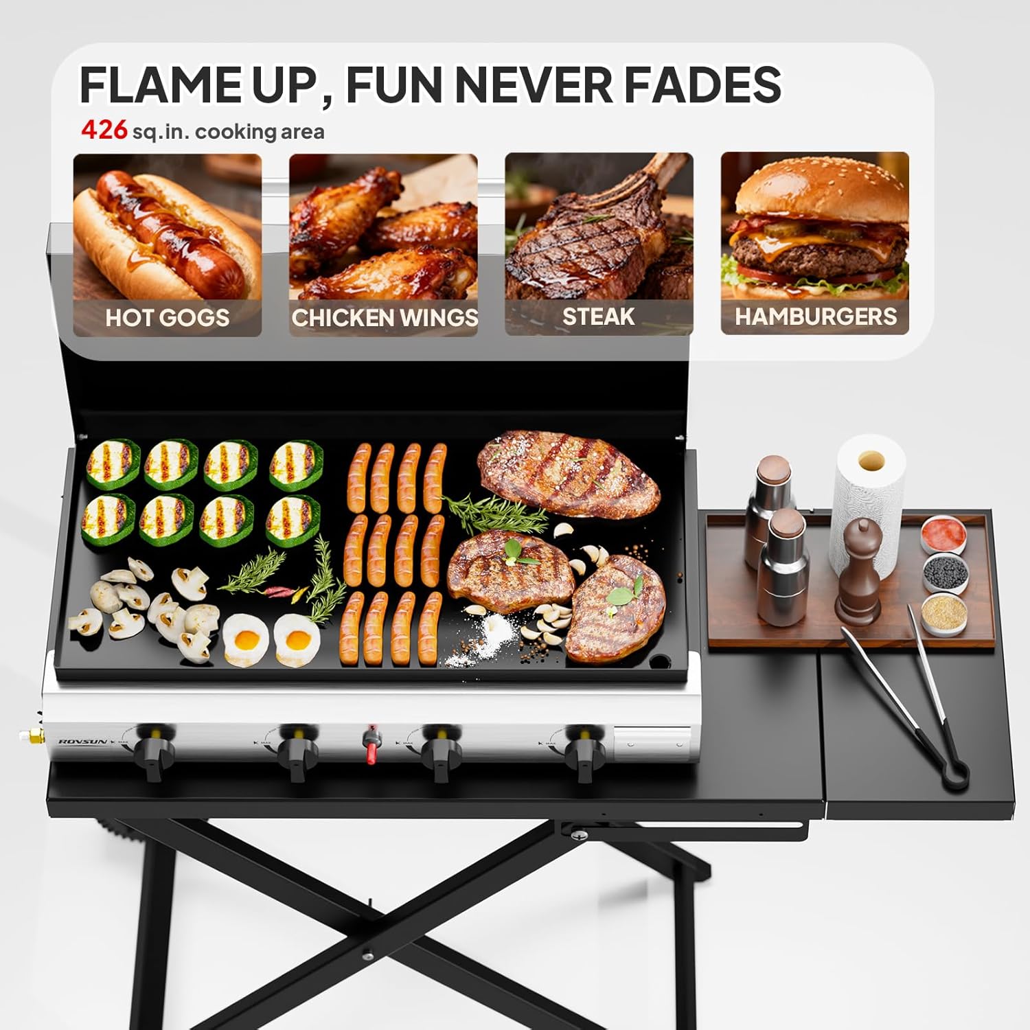 Portable Rolling Flat Top Gas  - مراجعة Outdoor Camping Griddle وسعره