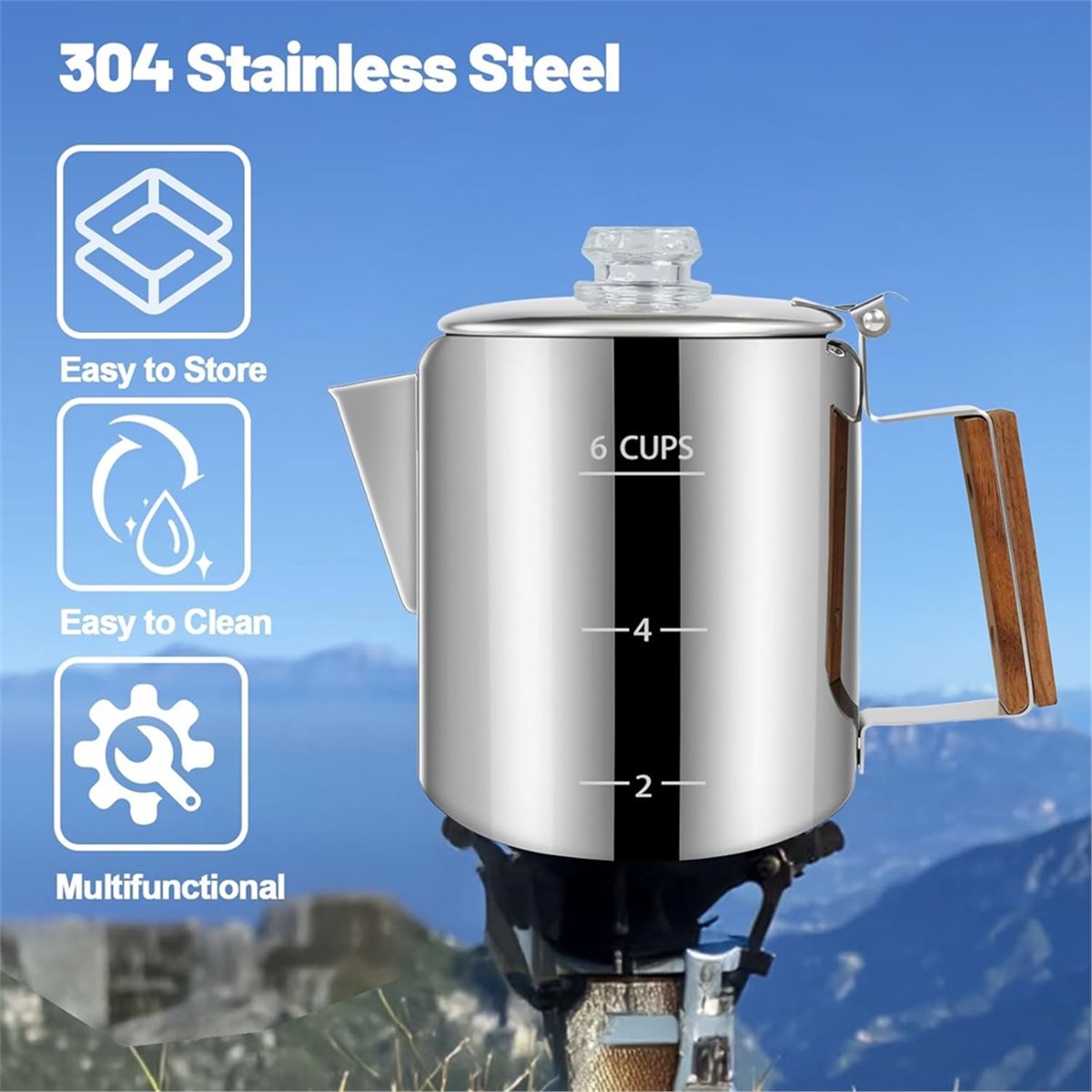 6 Cup Percolator 304 Stainless - مراجعة Camp Percolator Coffee وسعره