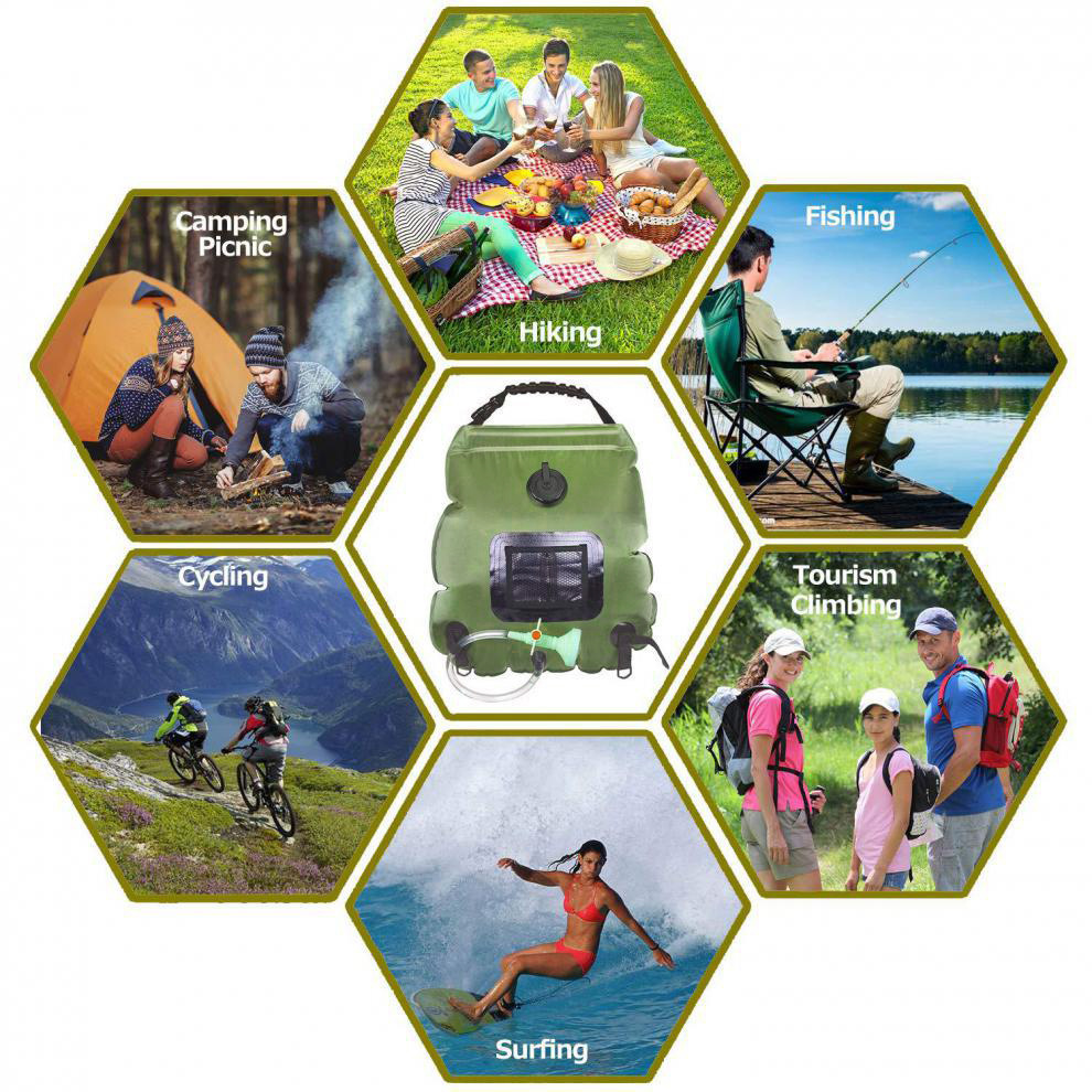 Camping Shower Bag 20L Solar H - مراجعة Outdoor Camping Hot Water Shower وسعره