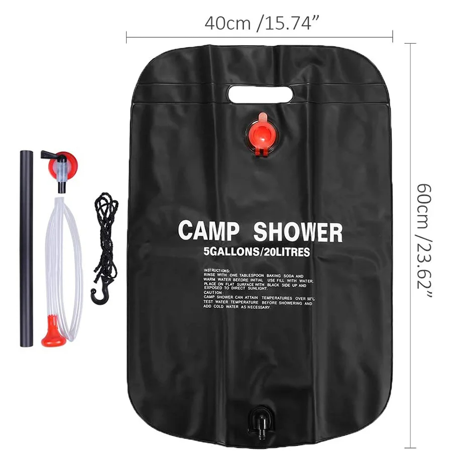 20/40L Camping foldable Solar  - مراجعة Outdoor Camping Hot Water Shower وسعره