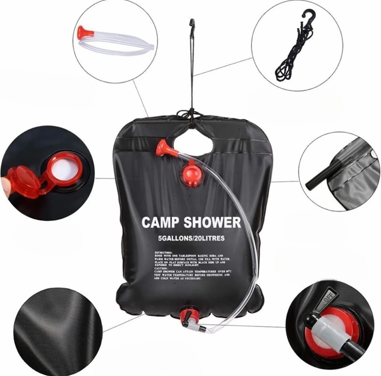 20/40L Camping foldable Solar  - مراجعة Outdoor Camping Hot Water Shower وسعره